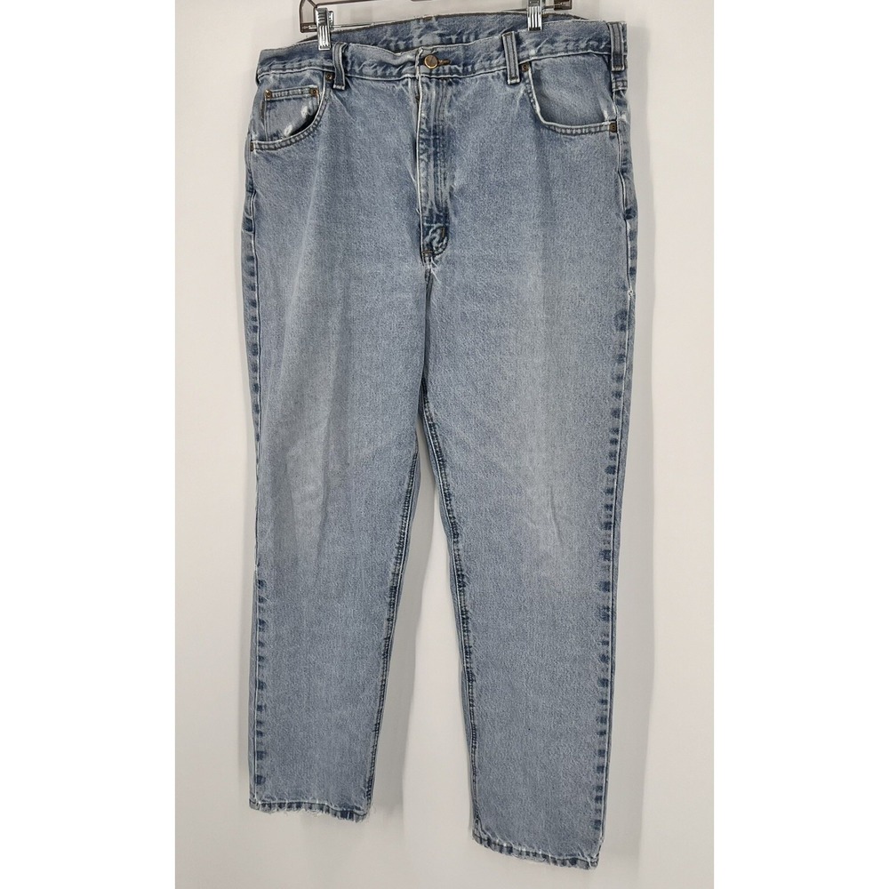 Carhartt Jeans Mens 42 x 32 Blue Heavy Denim Outdoors Workwear Straight Comfort